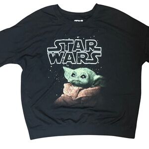 Star Wars Black and White Logo & Yoda Sweatshirt Large